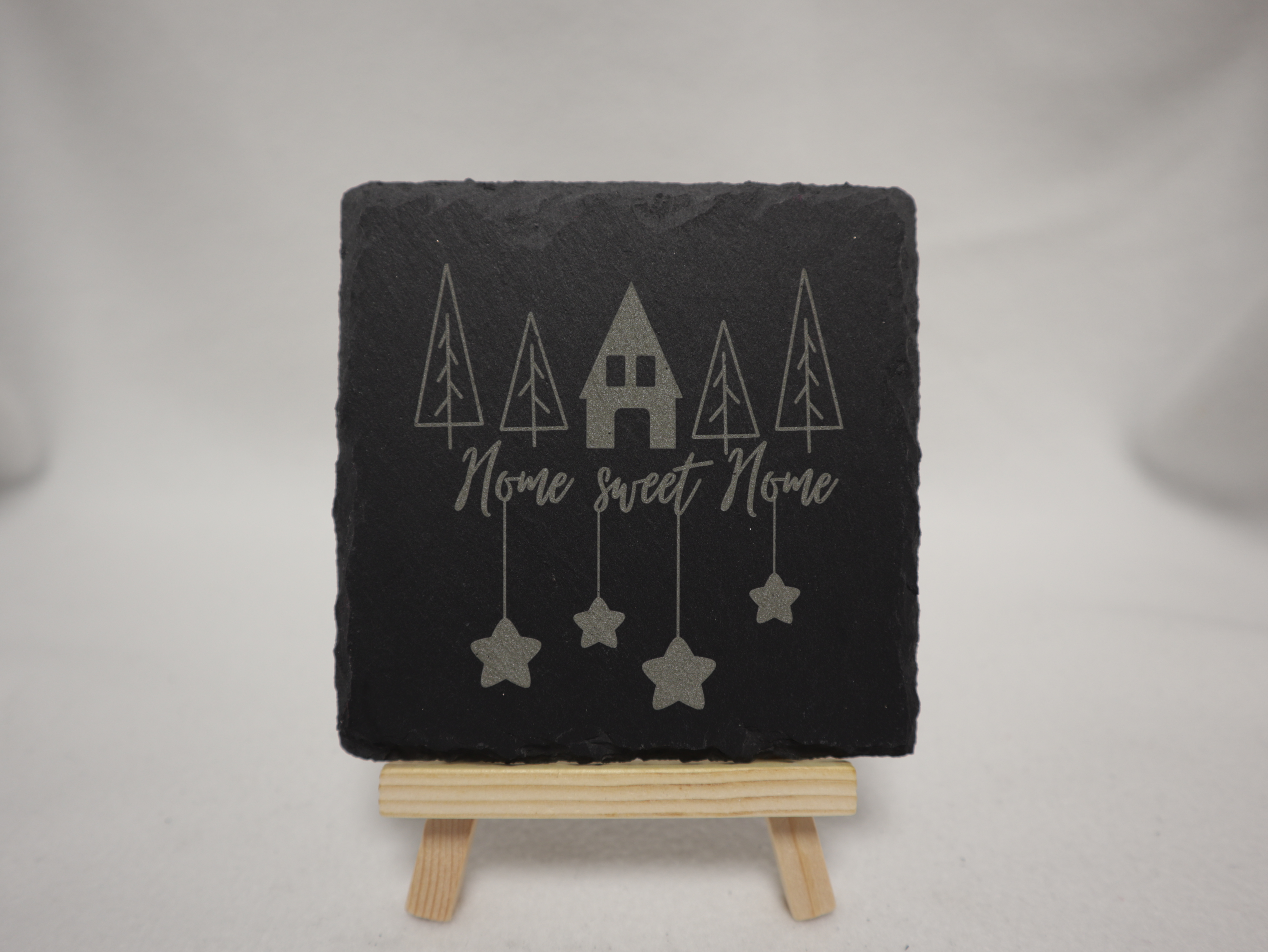 Home Sweet Home Lasergravur auf Schiefer-Untersetzer von Fischtown3D Schiffdorf